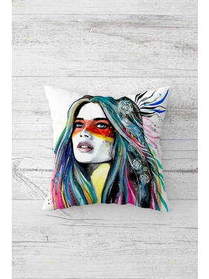 Pelangi Renkli Tasarım Çift Tarafı Baskılı Gizli Fermuarlı Yastık Kılıfı Kırlent Koltuk Yastık Kılıfı