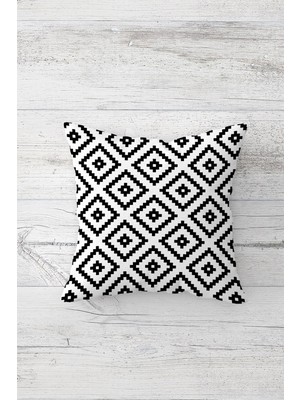 Pelangi Geometrik Karolu Çift Tarafı Baskılı Gizli Fermuarlı Yastık Kılıfı Kırlent Koltuk Yastık Kılıfı