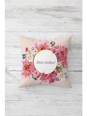 Pelangi Best Wishes Çift Tarafı Baskılı Gizli Fermuarlı Yastık Kılıfı Kırlent Koltuk Yastık Kılıfı