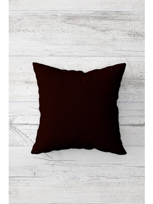 Pelangi Düz Koyu Kahverengi Çift Tarafı Baskılı Gizli Fermuarlı Yastık Kılıfı Kırlent Koltuk Yastık Kılıfı