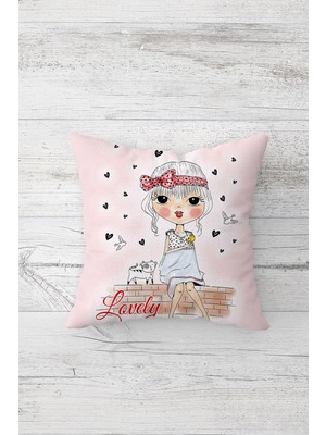 Pelangi Lovely Çift Tarafı Baskılı Gizli Fermuarlı Yastık Kılıfı Kırlent Koltuk Yastık Kılıfı