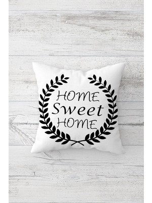 Pelangi Home Sweet Home Çift Tarafı Baskılı Gizli Fermuarlı Yastık Kılıfı Kırlent Koltuk Yastık Kılıfı