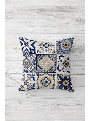 Pelangi Etnik Çini Desenli Çift Tarafı Baskılı Gizli Fermuarlı Yastık Kılıfı Kırlent Koltuk Yastık Kılıfı