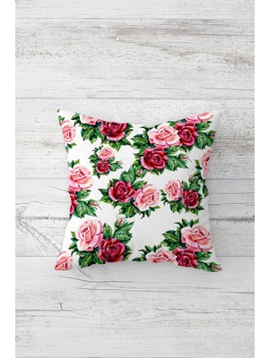 Pelangi Floral Desen Çift Tarafı Baskılı Gizli Fermuarlı Yastık Kılıfı Kırlent Koltuk Yastık Kılıfı