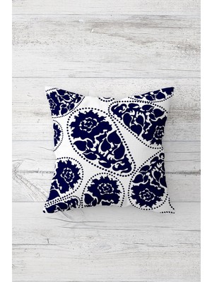 Pelangi Çini Motifli Gül Tasarımlı Çift Tarafı Baskılı Gizli Fermuarlı Yastık Kılıfı Kırlent Yastık Kılıfı