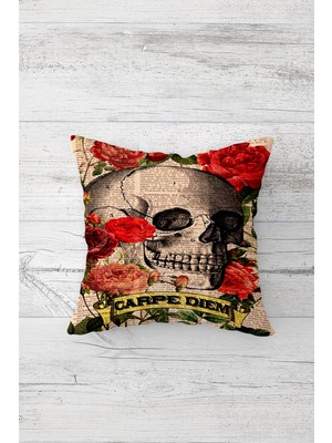 Pelangi Kuru Kafa Desenli Çift Tarafı Baskılı Gizli Fermuarlı Yastık Kılıfı Kırlent Koltuk Yastık Kılıfı