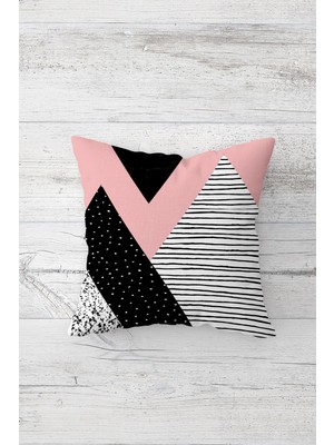 Pelangi Üçgen Çizgi Nokta Desen Çift Tarafı Baskılı Gizli Fermuar Yastık Kılıfı Kırlent Koltuk Yastık Kılıfı