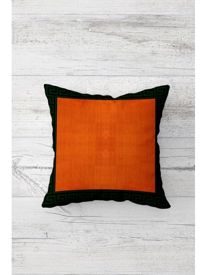 Pelangi Şeritli Turuncu Çift Tarafı Baskılı Gizli Fermuarlı Yastık Kılıfı Kırlent Koltuk Yastık Kılıfı