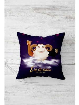 Pelangi Eid Al Adha Çift Tarafı Baskılı Gizli Fermuarlı Yastık Kılıfı Kırlent Koltuk Yastık Kılıfı