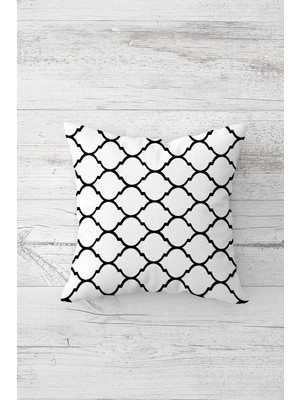 Pelangi Siyah Beyaz Ogea Desen Çift Taraflı Gizli Fermuarlı Yastık Kılıfı Kırlent Koltuk Yastık Kılıfı