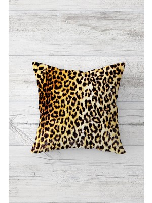 Pelangi Leopar Desenli Çift Tarafı Baskılı Gizli Fermuarlı Yastık Kılıfı Kırlent Koltuk Yastık Kılıfı