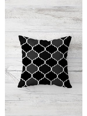 Pelangi Siyah Beyaz Ogea Çift Tarafı Baskılı Gizli Fermuarlı Yastık Kılıfı Kırlent Koltuk Yastık Kılıfı