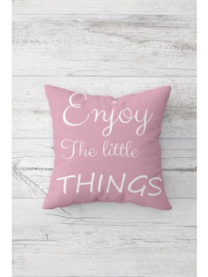 Pelangi Motto Mesajlı Pembe Çift Tarafı Baskılı Gizli Fermuarlı Yastık Kılıfı Kırlent Koltuk Yastık Kılıfı