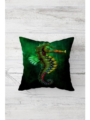 Pelangi Zümrüt Yeşili Deniz Atlı Çift Taraflı Gizli Fermuarlı Yastık Kılıfı Kırlent Koltuk Yastık Kılıfı