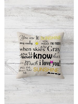Pelangi You Are My Sunshine Çift Tarafı Baskılı Gizli Fermuarlı Yastık Kılıfı Kırlent Koltuk Yastık Kılıfı