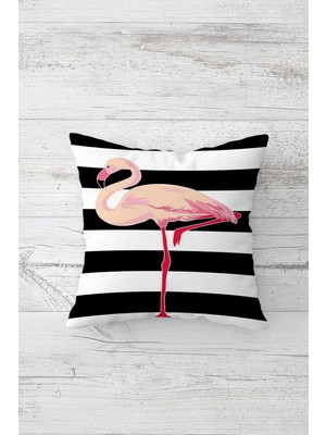 Pelangi Flamingo Desenli Çift Tarafı Baskılı Gizli Fermuarlı Yastık Kılıfı Kırlent Koltuk Yastık Kılıfı