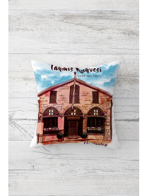 Pelangi Gaziantep Tahvış Kahvesi Çift Tarafı Baskı Gizli Fermuar Yastık Kılıfı Kırlent Koltuk Yastık Kılıfı