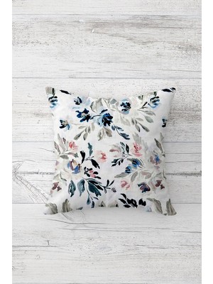 Pelangi Floral Desenli Çift Tarafı Baskılı Gizli Fermuarlı Yastık Kılıfı Kırlent Koltuk Yastık Kılıfı