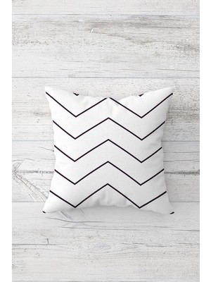 Pelangi Siyah Beyaz Zigzag Çift Tarafı Baskılı Gizli Fermuarlı Yastık Kılıfı Kırlent Koltuk Yastık Kılıfı