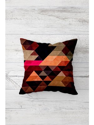 Pelangi Geometrik Batik Desen Çift Tarafı Baskılı Gizli Fermuarlı Yastık Kılıfı Kırlent Koltuk Yastık Kılıfı