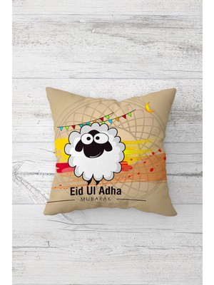 Pelangi Koyun Desenli Ramazan Temalı Çift Tarafı Baskılı Gizli Fermuarlı Yastık Kılıfı Kırlent Yastık Kılıfı