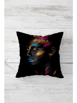 Pelangi Afrikalı Siyahi Kadın Çift Tarafı Baskılı Gizli Fermuarlı Yastık Kılıfı Kırlent Koltuk Yastık Kılıfı