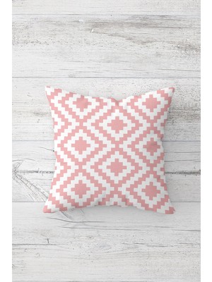 Pelangi Geometrik Karo Desen Çift Tarafı Baskılı Gizli Fermuarlı Yastık Kılıfı Kırlent Koltuk Yastık Kılıfı