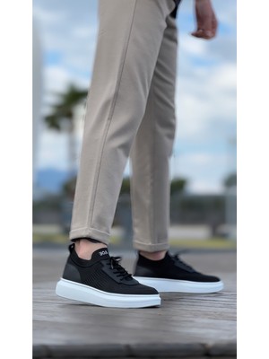 BA0812 Özel Örme Triko Tarz Siyah Renk Spor Ayakkabı