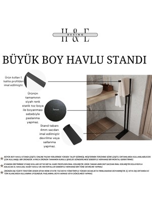 Enxne Shop Büyük Boy Metal Banyo Havlu Standı El Havlusu Standı Havluluk