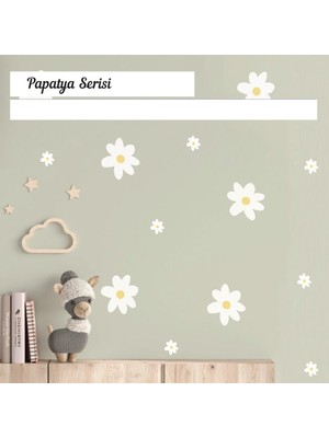 Lizpo Decor Çiçekli Papatya Duvar Dekorasyon Pembeli Boho Beyaz