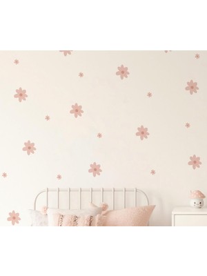 Lizpo Decor Çiçekli Papatya Duvar Dekorasyon Pembeli Boho Pembe