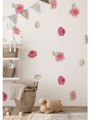 Lizpo Decor Botanik Pastel Pembeli Çiçekli Duvar Çıkartmaları,  Boho Bohem Duvar Dekorasyonu