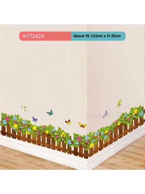 Longbang Shop AY7242A Tarzı 70X50CM Lale Sınır Çizgi Oturma Odası Yatak Odası Dekoratif Duvar Sticker Kendinden Yapışkanlı Yeşil Çim Çiçek Çıkartması Duvar Kağıdı Cam Pencere Dekor (Yurt Dışından)