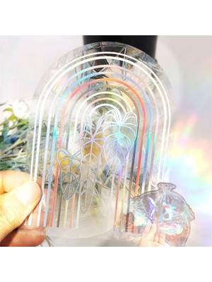 Longbang Shop RPS090 Stili Yeni Suncatcher Kelebek Duvar Sticker Gökkuşağı Pencere Ayna Etiket Yatak Odası Dekorasyon Pencere Çıkartması Ev Dekor Için Gökkuşağı Yapımcısı (Yurt Dışından)