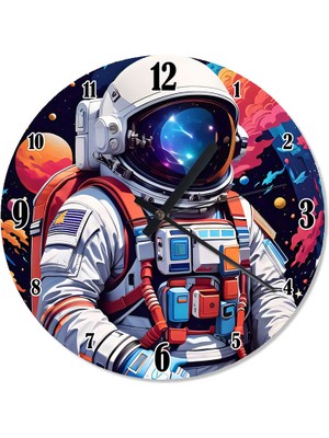 Karizma Tablo Astronot ve Evren Dekoratif Duvar Saati