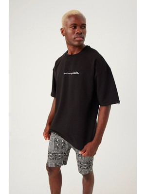 Gothamvibes Erkek Hard To Explain Oversize Siyah T-Shirt