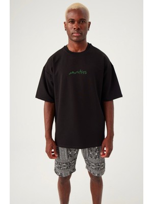 Gothamvibes Erkek Munchies Oversize Siyah T-Shirt