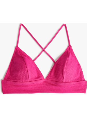 Koton Üçgen Bikini Üstü Dokulu Çapraz Askılı Kaplı