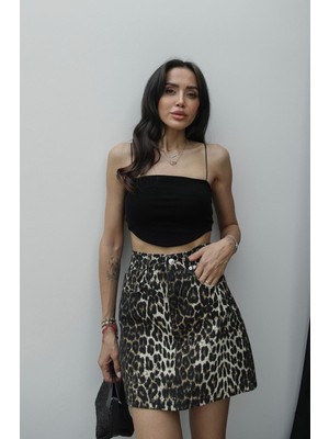 Havoş Siyah Eva Askılı Crop Top