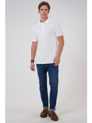 Back & Bond Beyaz Slim Fit Pamuklu Polo Yaka Tişört