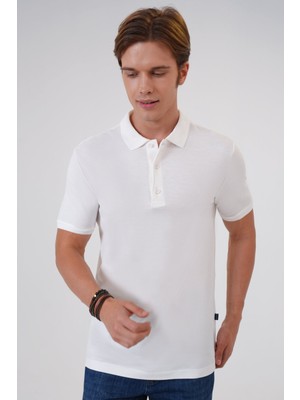 Back & Bond Beyaz Slim Fit Pamuklu Polo Yaka Tişört