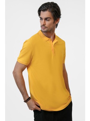 Back & Bond Sarı Slim Fit Pamuklu Polo Yaka Tişört