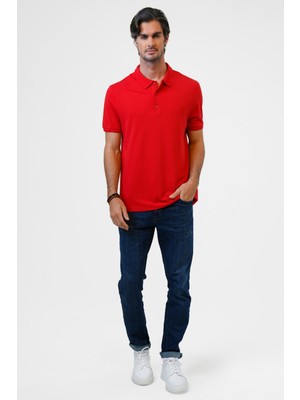 Back & Bond Kırmızı Slim Fit Pamuklu Polo Yaka Tişört