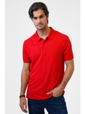 Back & Bond Kırmızı Slim Fit Pamuklu Polo Yaka Tişört