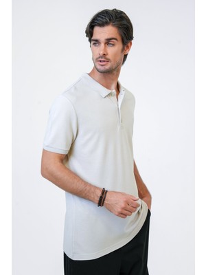 Back & Bond Açık Gri Slim Fit Pamuklu Polo Yaka Tişört