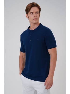 Back & Bond Açık Lacivert Slim Fit Pamuklu Polo Yaka Tişört