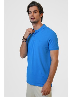 Back & Bond Açık Mavi Slim Fit Pamuklu Polo Yaka Tişört