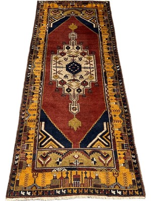 Burak Halı Antika Yahyalı Halısı 110X255 Kök Boya %100 Yün Sıfır Yolluk