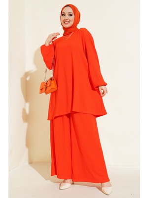 Bigdart Kadın Turuncu Tunik Pantolon Alt Üst Takım 6663
