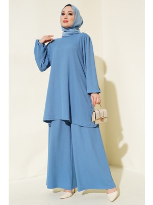 Bigdart Kadın Indigo Tunik Pantolon Alt Üst Takım 6663